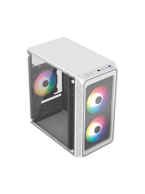 GABINETE ACTECK DOOM PRO CRYSTAL GI730C MINI-TOWER MICRO-ATX-MINI-ITX USB 2.0-3.0 CON FUENTE DE 600W 3 VENTILADORES INSTALADOS BLANCO - Imagen 3