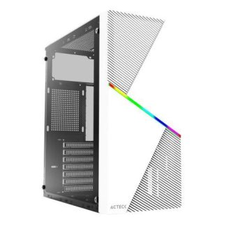 GABINETE ACTECK DRACO GM450 CON VENTANA RGB MIDI-TOWER ATX-MICRO-ATX-MINI ATX USB 2.0 CON FUENTE DE 500W SIN VENTILADORES INSTALADOS BLANCO