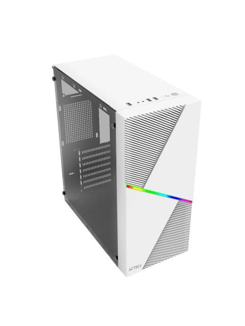 GABINETE ACTECK DRACO GM450 CON VENTANA RGB MIDI-TOWER ATX-MICRO-ATX-MINI ATX USB 2.0 CON FUENTE DE 500W SIN VENTILADORES INSTALADOS BLANCO - Imagen 4