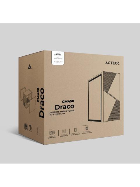 GABINETE ACTECK DRACO GM450 CON VENTANA RGB MIDI-TOWER ATX-MICRO-ATX-MINI ATX USB 2.0 CON FUENTE DE 500W SIN VENTILADORES INSTALADOS BLANCO - Imagen 6