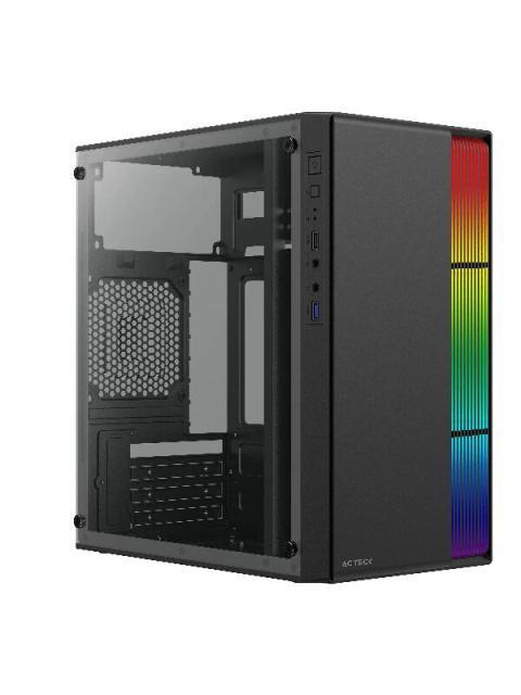 GABINETE ACTECK FUSION II GI440 CON VENTANA MICRO TOWER ATX-ITX-MICRO ATX-MINI-ITX USB 2.0-3.0 CON FUENTE DE 500W SIN VENTILADORES INSTALADOS NEGRO