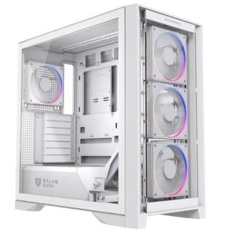 GABINETE BALAM RUSH CARBONO POLAR TWIN MATE 9900 MIDI-TOWER ATX-MICRO-ATX-ITX USB 2.0-3.0 SIN FUENTE 2 VENTILADORES INSTALADOS BLANCO