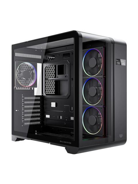 GABINETE BALAM RUSH TANK EXPERT CURVE 7400 MIDI-TOWER ATX-MICRO-ATX-MINI-ITX USB 2.0-3.0 SIN FUENTE 4 VENTILADORES INSTALADOS NEGRO