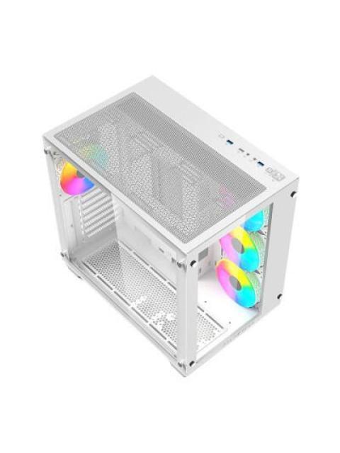 GABINETE BALAM RUSH TANK PRO GM930 LEGEND SERIES CON VENTANA RGB MIDI-TOWER MICRO-ATX-MINI-ITX USB 3.0-2.0 SIN FUENTE 4 VENTILADORES RGB INSTALADOS BLANCO - Imagen 2