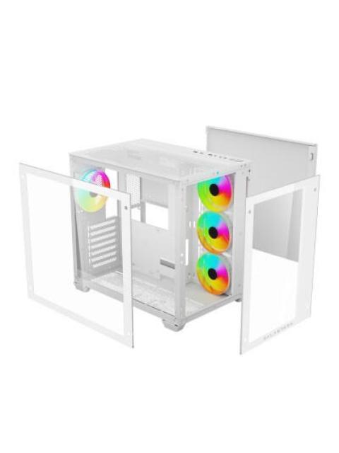 GABINETE BALAM RUSH TANK PRO GM930 LEGEND SERIES CON VENTANA RGB MIDI-TOWER MICRO-ATX-MINI-ITX USB 3.0-2.0 SIN FUENTE 4 VENTILADORES RGB INSTALADOS BLANCO - Imagen 3