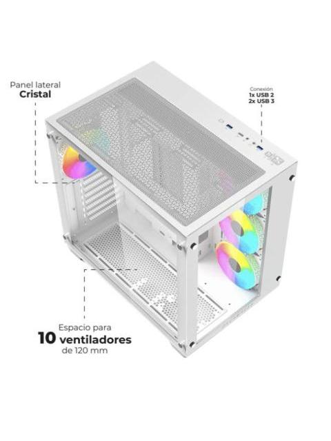 GABINETE BALAM RUSH TANK PRO GM930 LEGEND SERIES CON VENTANA RGB MIDI-TOWER MICRO-ATX-MINI-ITX USB 3.0-2.0 SIN FUENTE 4 VENTILADORES RGB INSTALADOS BLANCO - Imagen 5