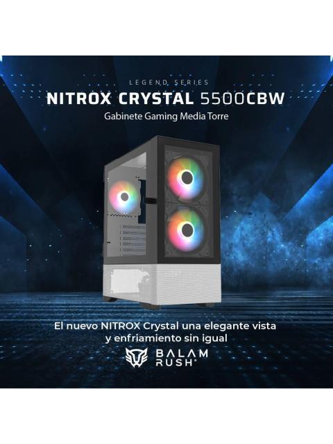 GABINETE GAMER MEDIA TORRE NITROX CRYSTAL 5500CBW LEGEND SERIES - Imagen 2