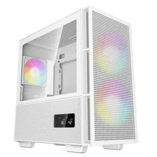 GABINETE GAMING DEEPCOOL CH360 DIGITAL WH (RCH360WHAPE3DG1) MINIITX-MICROATX CRISTAL TEMPLADO PANTALLA DIGITAL 3 VENTILADORES