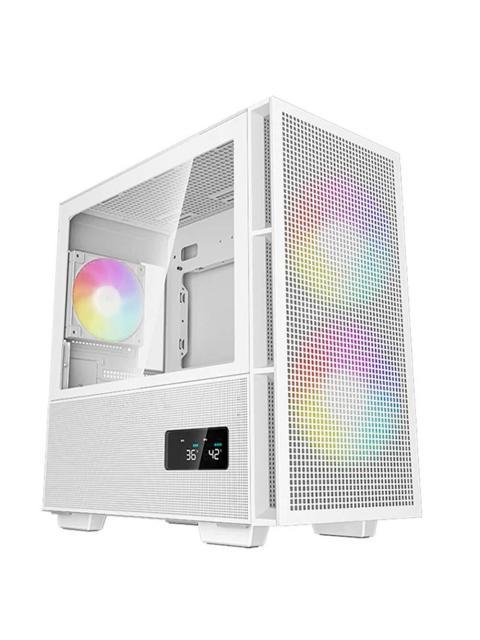 GABINETE GAMING DEEPCOOL CH360 DIGITAL WH (RCH360WHAPE3DG1) MINIITX-MICROATX CRISTAL TEMPLADO PANTALLA DIGITAL 3 VENTILADORES