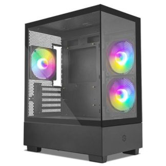 GABINETE GETTTECH GCM-550AC-02 MINI-TOWER MICRO-ATX-MINI-ITX USB 2.0-3.0 SIN FUENTE 3 VENTILADORES INSTALADOS NEGRO