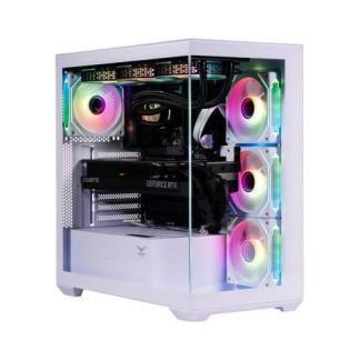 GABINETE NACEB NA-0637B MIDI-TOWER ATX-MICRO-ATX-MINI-ITX USB 3.0 SIN FUENTE 4 VENTILADORES INSTALADOS BLANCO