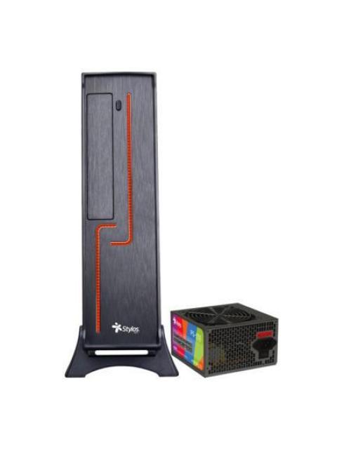 GABINETE STYLOS KEELAN MINI-TOWER MINI-ITX USB 3.0 CON FUENTE DE 550W 1 VENTILADOR INSTALADO NEGRO-ROJO - Imagen 2