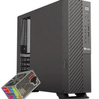 GABINETE STYLOS MINCE SLIM MINI-TOWER MICRO-ATX USB 2.0-3.0 CON FUENTE DE 550W SIN VENTILADORES INSTALADOS NEGRO