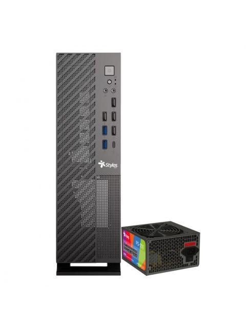 GABINETE STYLOS MINCE SLIM MINI-TOWER MICRO-ATX USB 2.0-3.0 CON FUENTE DE 550W SIN VENTILADORES INSTALADOS NEGRO - Imagen 2