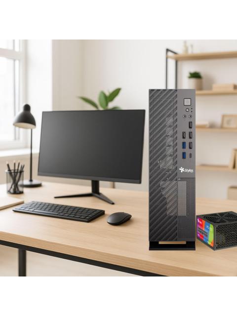 GABINETE STYLOS MINCE SLIM MINI-TOWER MICRO-ATX USB 2.0-3.0 CON FUENTE DE 550W SIN VENTILADORES INSTALADOS NEGRO - Imagen 6