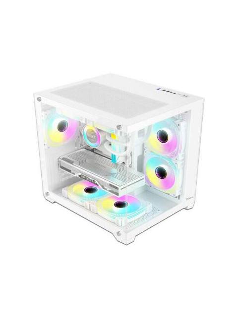 GABINETE XZEAL PANZER II CUBO MINI-TOWER MICRO-ATX USB 2.0-3.0 SIN FUENTE 3 VENTILADORES INSTALADOS BLANCO - Imagen 2