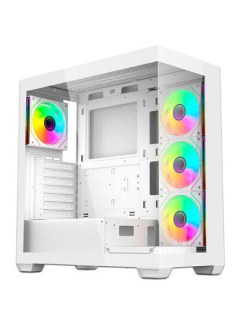 GABINETE XZEAL YRDEN XZ-140 MIDI-TOWER ATX-MICRO-ATX-MINI-ITX USB 2.0-3.0 SIN FUENTE 4 VENTILADORES INSTALADOS BLANCO