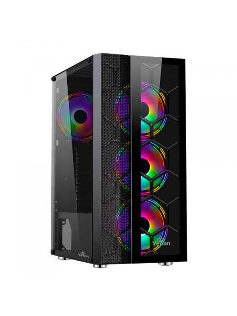 GABINETE YEYIAN RAPTURE 2500 MIDI-TOWER ATX-MICRO-ATX-MINI-ITX USB 2.0-3.0 SIN FUENTE 3 VENTILADORES INSTALADOS NEGRO