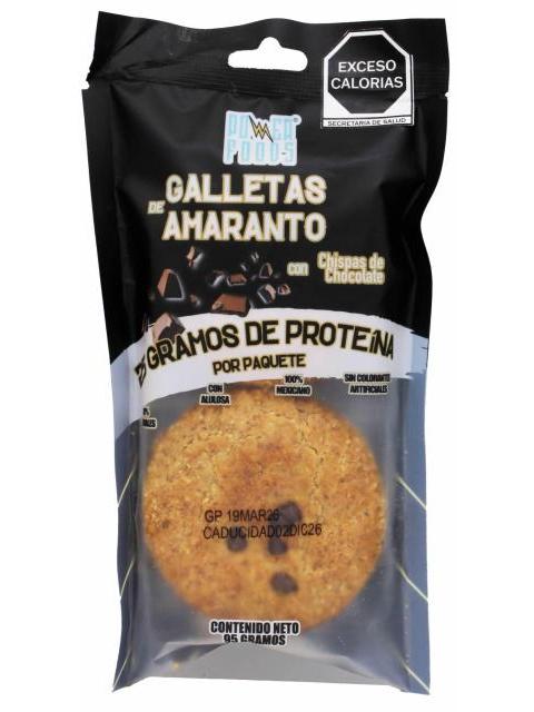 GALLETAS AMARANTO PROTEINA CHISPAS CHOCOLATE 95 G POWER FOODS C 12