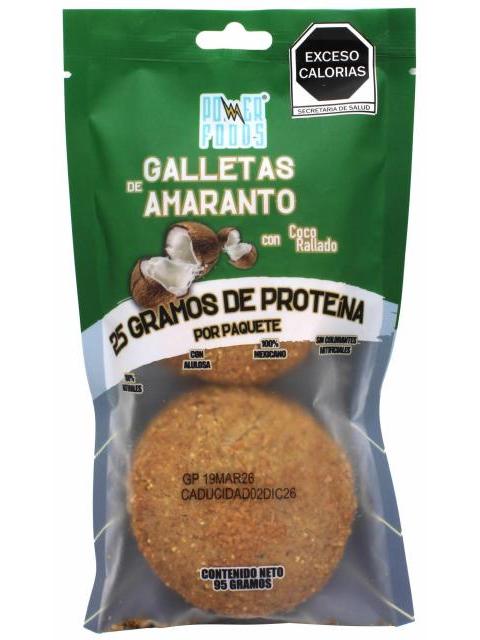 GALLETAS AMARANTO PROTEINA COCO RALLADO 95 G POWERFOODS C 12