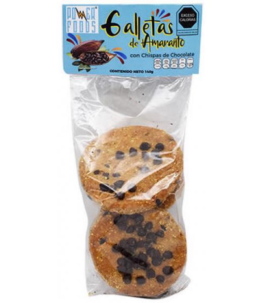 GALLETAS DE AMARANTO CON CHISPAS DE CHOCOLATE 140 G POWER FOODS C 12