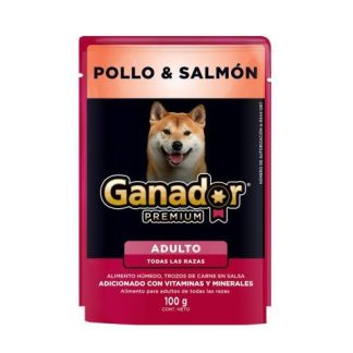 GANADOR PREMIUM POLLO Y SALMON SOBRE DE 100 GR