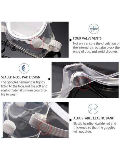 GOGGLES DE PROTECCION GKSA01B KSA 4 VALVULAS DE RESPIRACION GRADO MEDICO ELASTICO DE SUJECION Y FIJACION DE SELLADO PARA OJOS ANTI EMPANANTE - Imagen 5