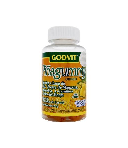 GOMITAS PIÑAGUMY C 30 C 3GR SABOR PIÑa A BASE DE PIÑA VINAGRE DE MAN GN+VIDA