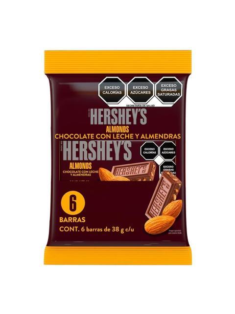HERSHEYS CHOCOLATE BARRA ALMENDRA 6 PZ DE 27 GR