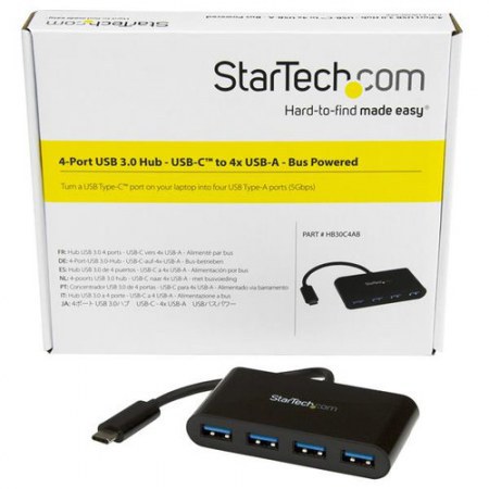 STARTECH HUB CONCENTRADOR USB-C 3.0 USB-C MACHO - 4X USB A HEMBRA 5000 MBIT-S NEGRO - Imagen 4