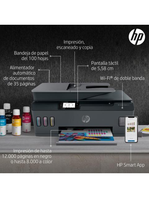IMPRESORA MULTIFUNCION HP SMART TANK 615 INALAMBRICA Y0F71A INYECCION DE TINTA 1000 PAGINAS POR MES 10 PPM 1200 X 1200 DPI 256 MB - Imagen 7