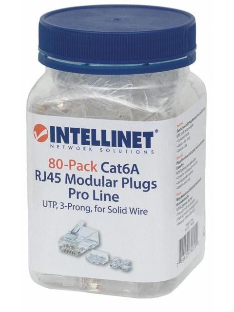 INTELLINET PLUG RJ-45 CAT6A UTP SOLIDO BOTE CON 80 PIEZAS TRANSPARENTES - Imagen 4