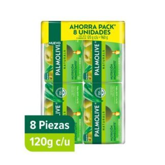 JABON DE TOCADOR PALMOLIVE NATURALS ALOE Y OLIVA BARRA 120 G 8 PZAS