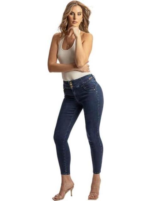 JEANS CINTURA ALTA AZUL INDIGO FERGINO - Imagen 2