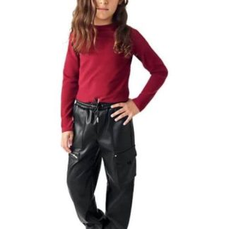 JOGGER PU JOGGER DE PU CON BOLSAS CARGO NEGRO HOLLY LAND KIDS