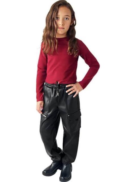 JOGGER PU JOGGER DE PU CON BOLSAS CARGO NEGRO HOLLY LAND KIDS