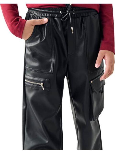 JOGGER PU JOGGER DE PU CON BOLSAS CARGO NEGRO HOLLY LAND KIDS - Imagen 5