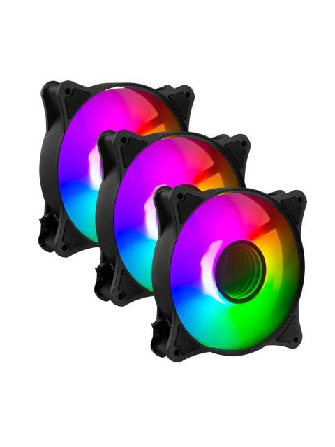 KIT 3 VENTILADORES DE 120MM ARGB BALAM RUSH EOLOX BLAZE EX90K VELOCIDAD 1500 RPM FLUJO DE AIRE 35.37