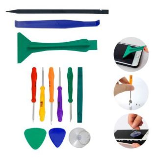 KIT DE HERRAMIENTAS 12 EN 1 PARA REPARACION DE CELULARES DESARMADOR ESPATULAS Y VENTOSA SLIM COMPANY