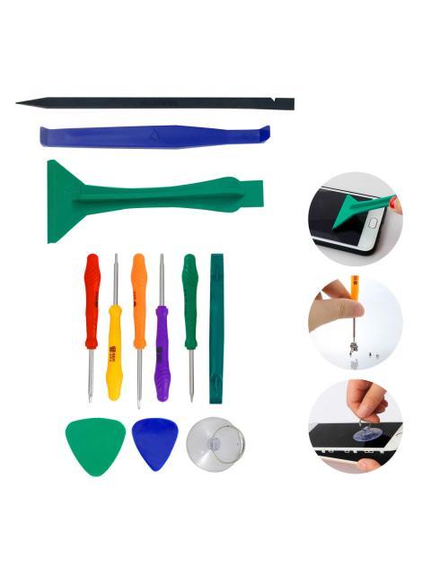 KIT DE HERRAMIENTAS 12 EN 1 PARA REPARACION DE CELULARES DESARMADOR ESPATULAS Y VENTOSA SLIM COMPANY