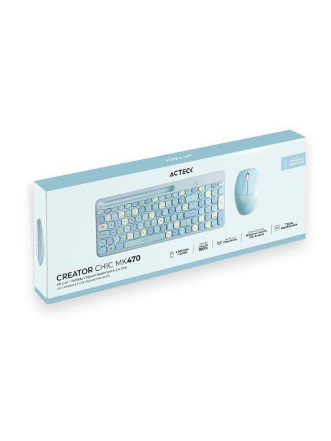 KIT DE TECLADO Y MOUSE ACTECK CREATOR CHIC COLORS MK470 INALAMBRICO USB AZUL (ESPANOL) - Imagen 4