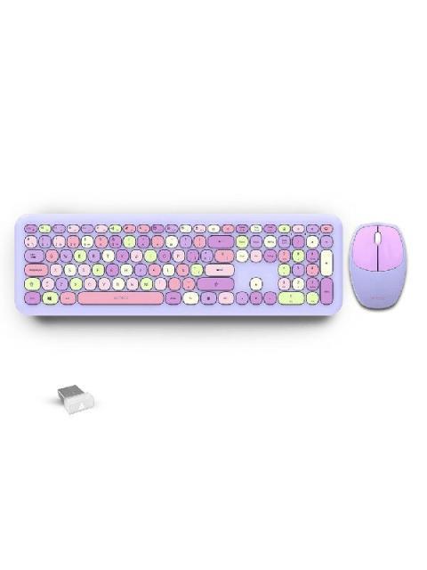 KIT DE TECLADO Y MOUSE ACTECK CREATOR CHIC COLORS MK475 INALAMBRICO USB MORADO