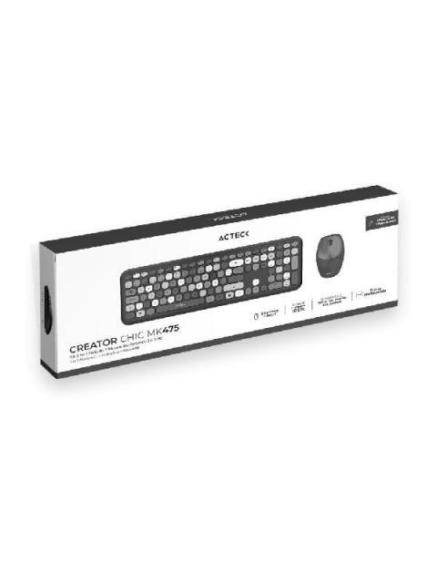 KIT DE TECLADO Y MOUSE ACTECK CREATOR CHIC COLORS MK475 INALAMBRICO USB NEGRO - Imagen 5
