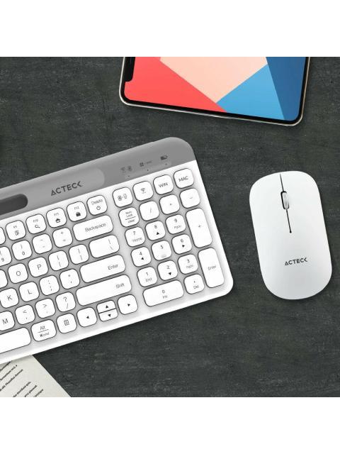 KIT DE TECLADO Y MOUSE ACTECK CREATOR VIRTUOS SILK MK720 INALAMBRICO BLUETOOTH BLANCO (ESPANOL) - Imagen 6