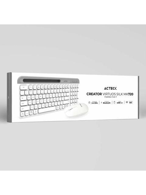 KIT DE TECLADO Y MOUSE ACTECK CREATOR VIRTUOS SILK MK720 INALAMBRICO BLUETOOTH BLANCO (ESPANOL) - Imagen 8