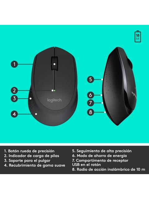 KIT DE TECLADO Y MOUSE LOGITECH MK345 INALAMBRICO USB NEGRO (ESPANOL) - Imagen 2