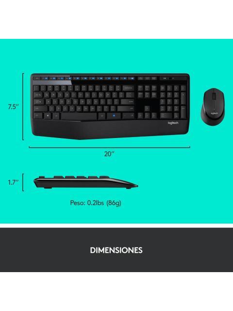 KIT DE TECLADO Y MOUSE LOGITECH MK345 INALAMBRICO USB NEGRO (ESPANOL) - Imagen 7