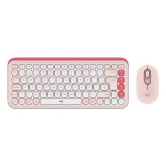 KIT DE TECLADO Y MOUSE LOGITECH POP ICON COMBO INALAMBRICO BLUETOOTH ROSA ESPANOL