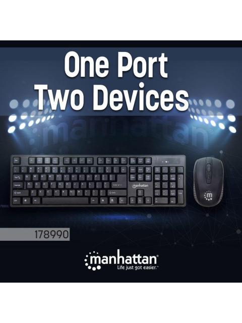 KIT DE TECLADO Y MOUSE MANHATTAN 178990 INALAMBRICO USB NEGRO (ESPANOL) - Imagen 2