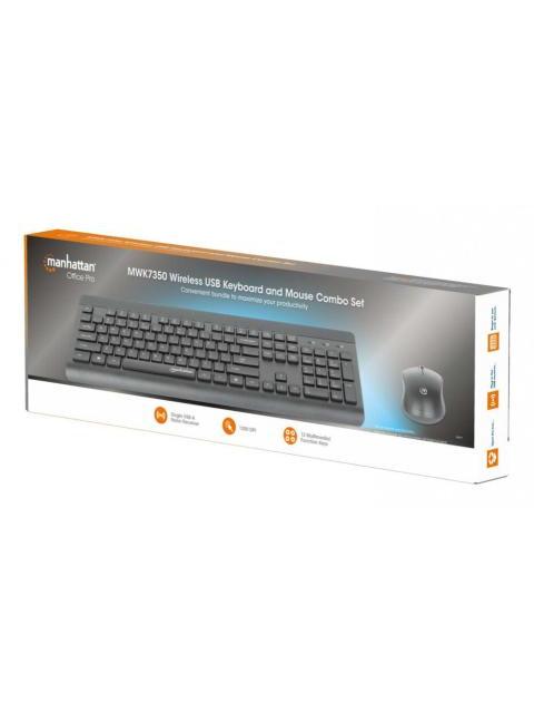 KIT DE TECLADO Y MOUSE MANHATTAN 180771 INALAMBRICO RF INALAMBRICO NEGRO INGLES - Imagen 2